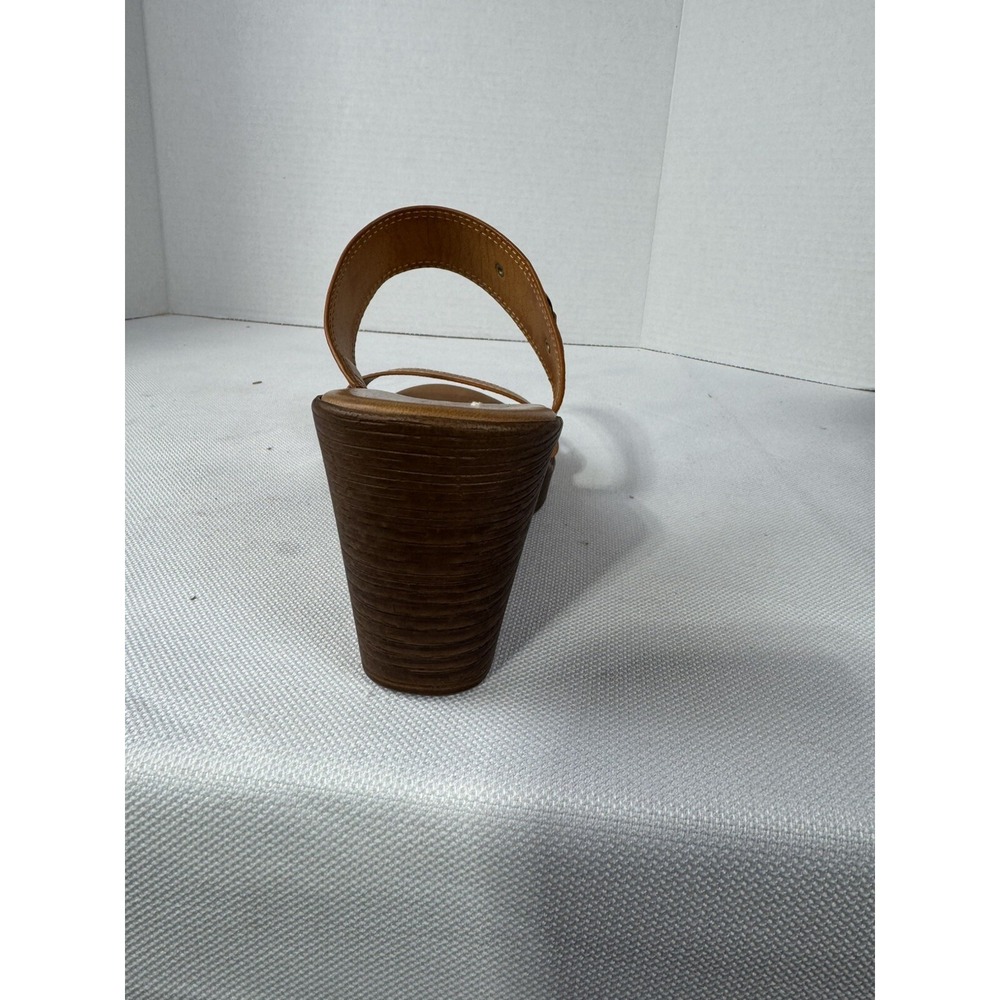 Handmade Italian Brown Wedge Sandals Women's Size 8 - Picture 4 of 16